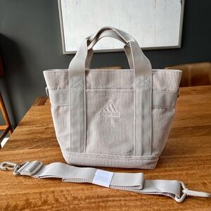 Adidas Beige Corduroy Small Mini Tote/Crossbody/Shoulder Bag Adjustable Strap